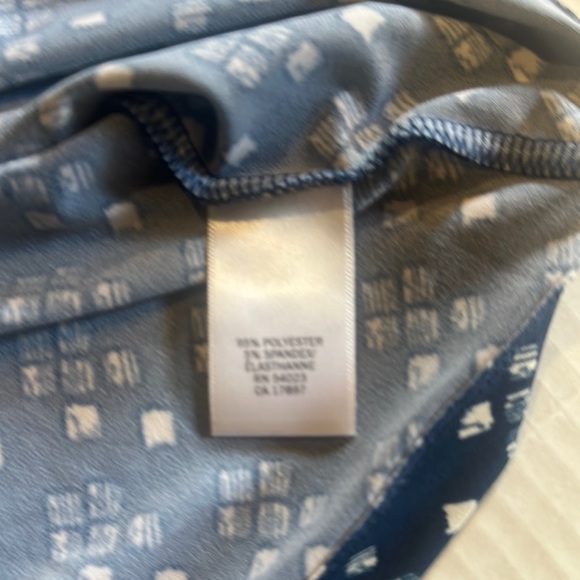 Banana Republic Outlet Elegant Vneck ruched Blue & white Dress w attached belt - Picture 7 of 9